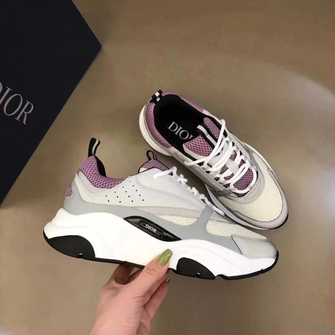 Dior B23 Low Sneakers White Gray Pink Sneakers