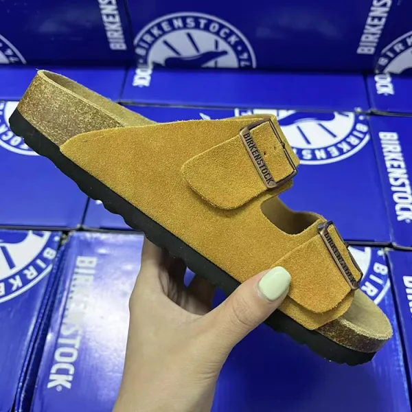 Birkenstock Arizona Beige Suede Soft Footbed Sandals - 7