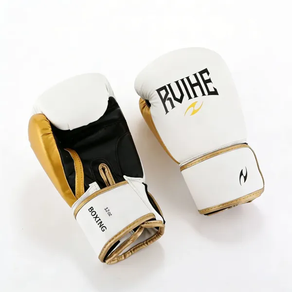 Ruihe Boxing Gloves White Gold Black - 1