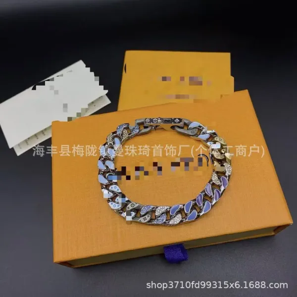 Silver Curb Chain Bracelet with Crystal Accents Bracelets - 7