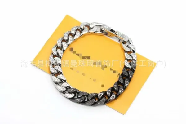 Silver Curb Chain Bracelet with Crystal Accents Bracelets - 12
