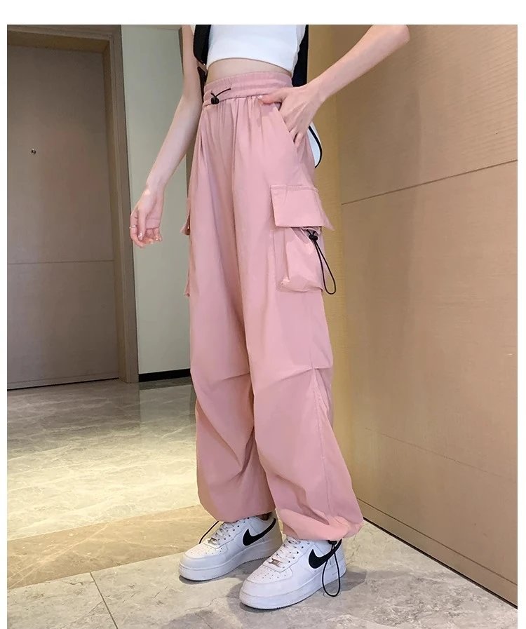 Design Wide-Leg Cargo Pants Black Casual Pants - 8