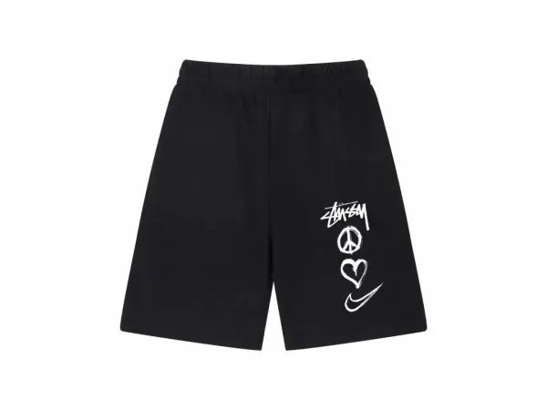 Stüssy x Nike Peace Love Swoosh Black Shorts - 1