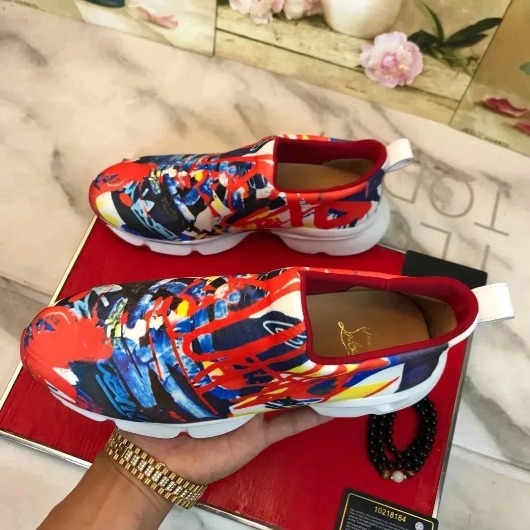 Christian Louboutin Louis Spikes Navy Suede Sneakers - 8