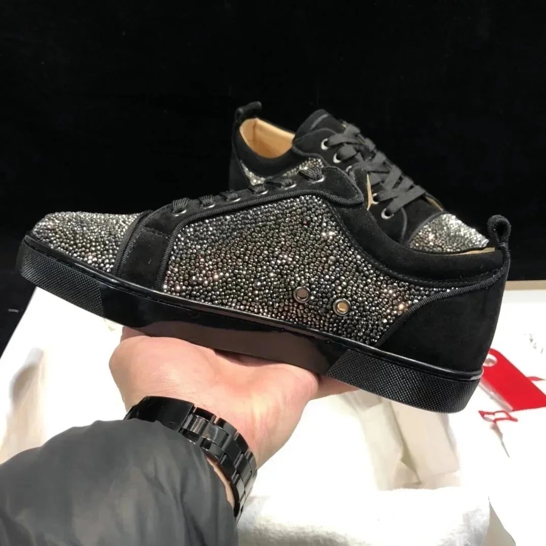 Christian Louboutin Louis Spikes Navy Suede Sneakers - 4