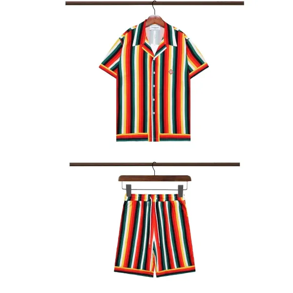 Casablanca Striped Resort Shirt and Shorts Set Multicolor - 1