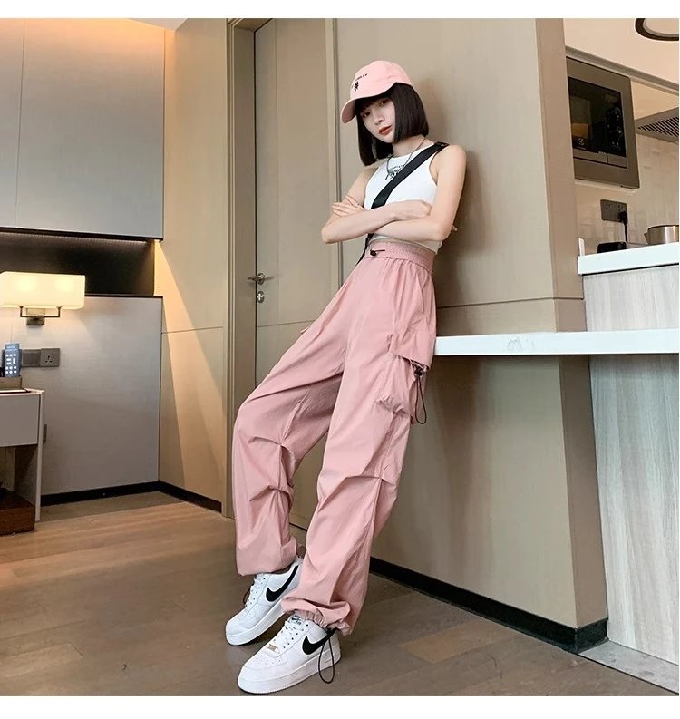 Design Wide-Leg Cargo Pants Black Casual Pants - 4