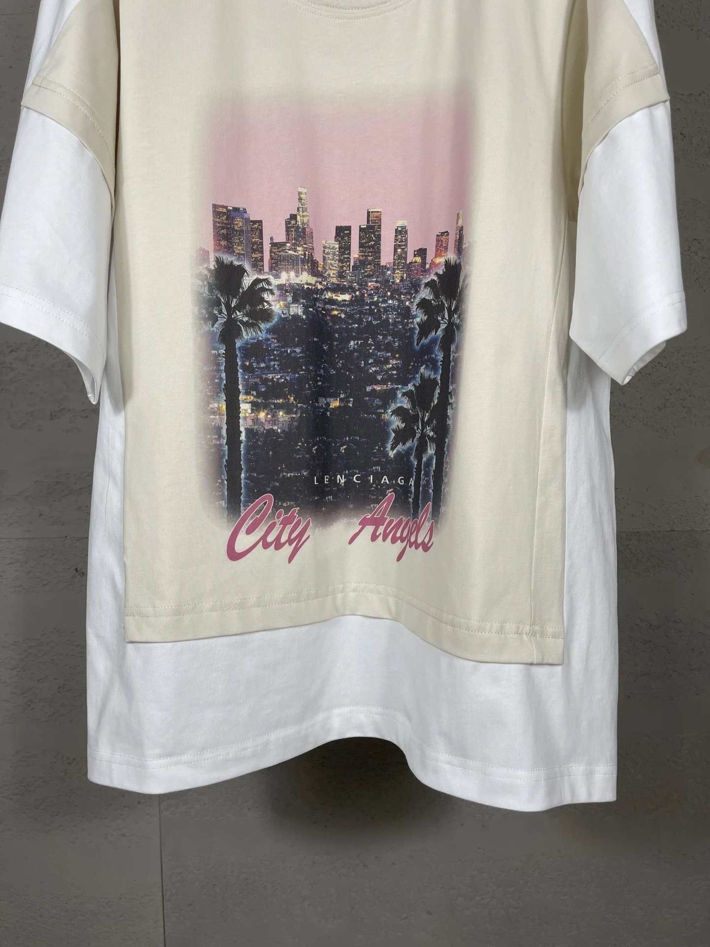 Balenciaga City Angels Print Oversized T-Shirt White Beige - 7