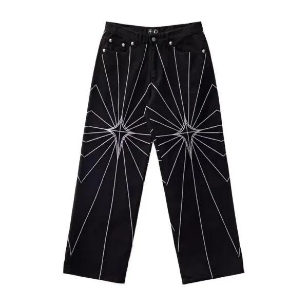Gallery Dept. Starburst Embroidered Black Jeans - 1