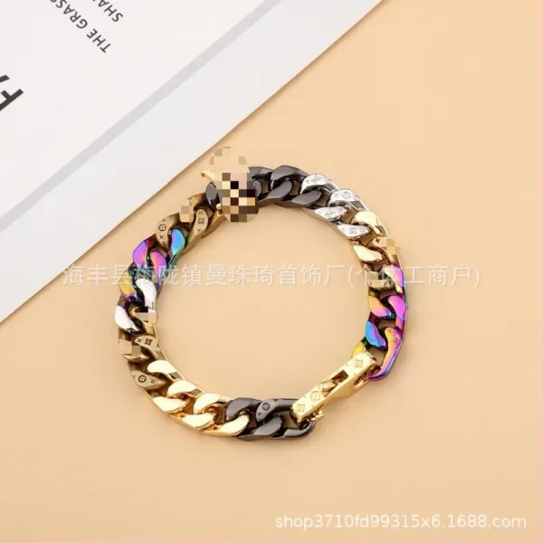 Silver Curb Chain Bracelet with Crystal Accents Bracelets - 30