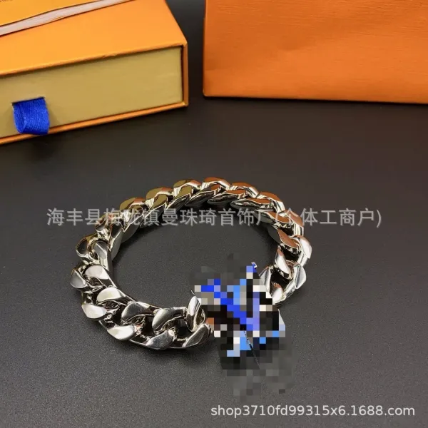 Silver Curb Chain Bracelet with Crystal Accents Bracelets - 34