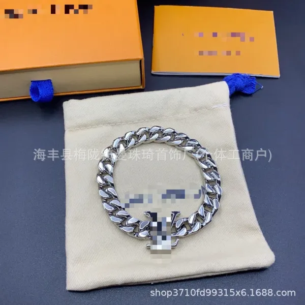 Silver Curb Chain Bracelet with Crystal Accents Bracelets - 38