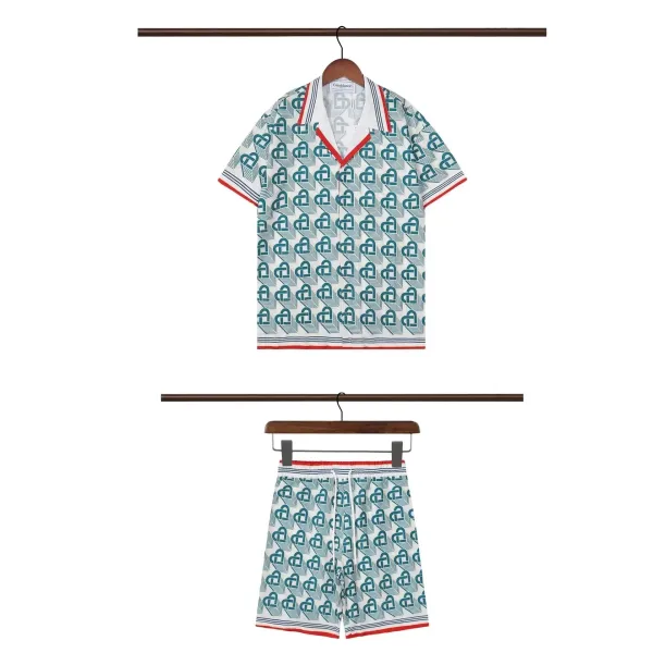 Casablanca Heart Pattern Polo Shirt and Shorts Set Multicolor - 1