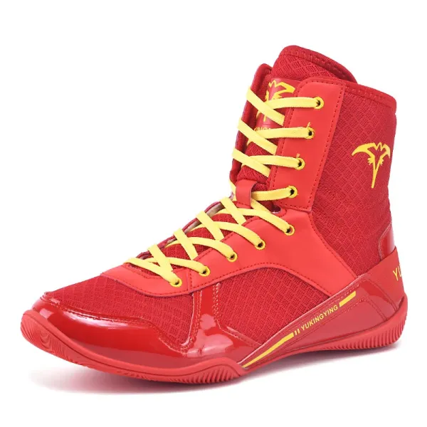 Yukingying Boxing Boots Red with Yellow Accents Sneakers - 1