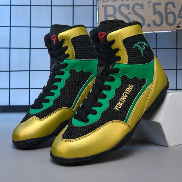 Yukingying Boxing Boots Gold Green Black Sneakers - 1
