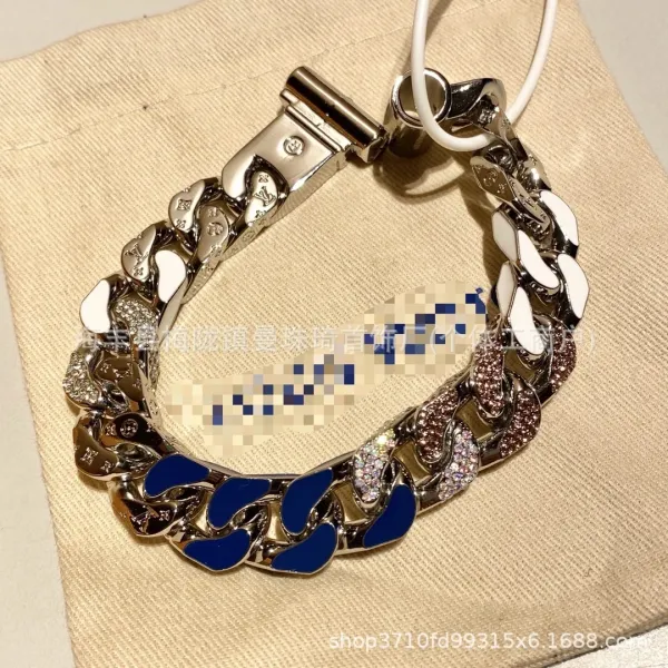 Silver Curb Chain Bracelet with Crystal Accents Bracelets - 42