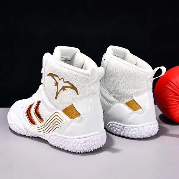 YKY7 White and Gold Boxing Boots - 1