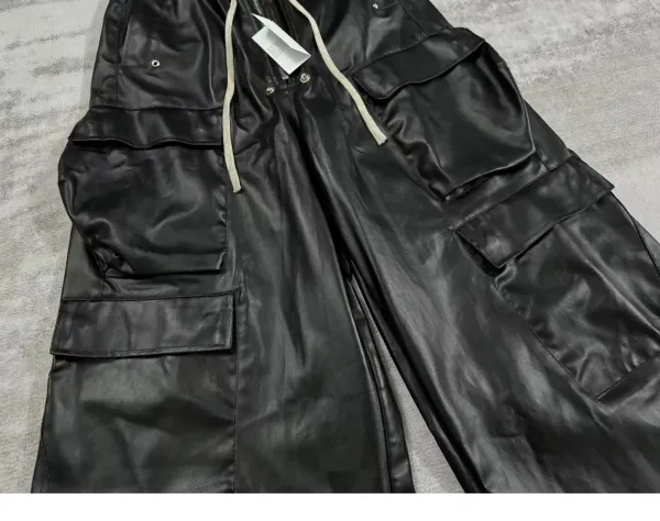 Rick Owens DRKSHDW Cargo Pants Black Leather-Effect Pants - 8