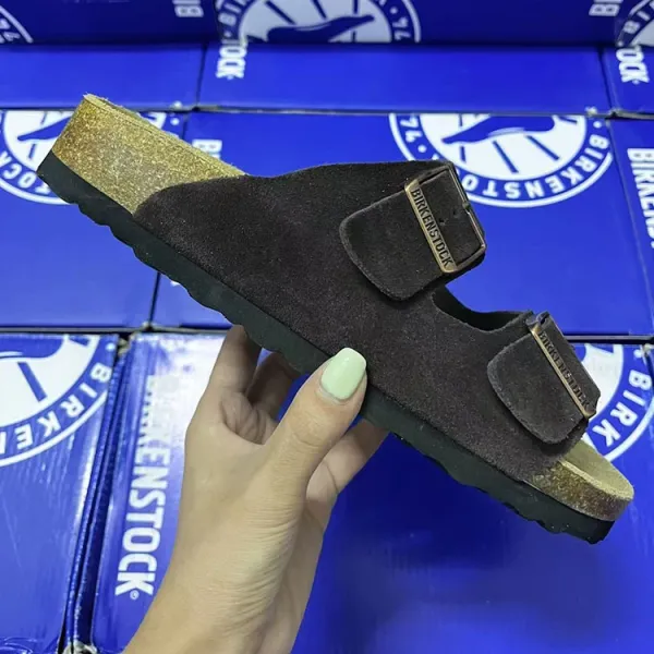 Birkenstock Arizona Beige Suede Soft Footbed Sandals - 8