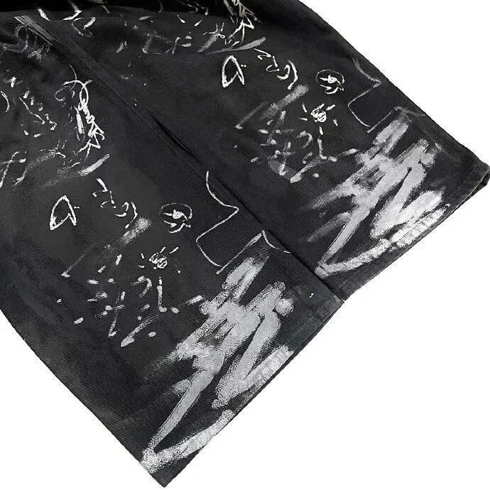 Gallery Dept. Graffiti-Print Wide-Leg Jeans Black - 7