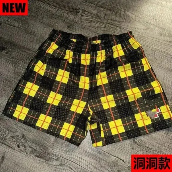 Design Plaid Mesh Boxer Shorts Yellow Black Multicolor - 1