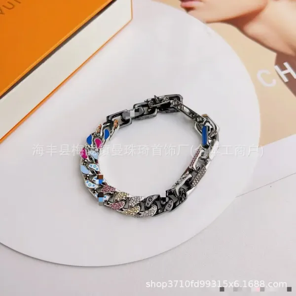 Silver Curb Chain Bracelet with Crystal Accents Bracelets - 8