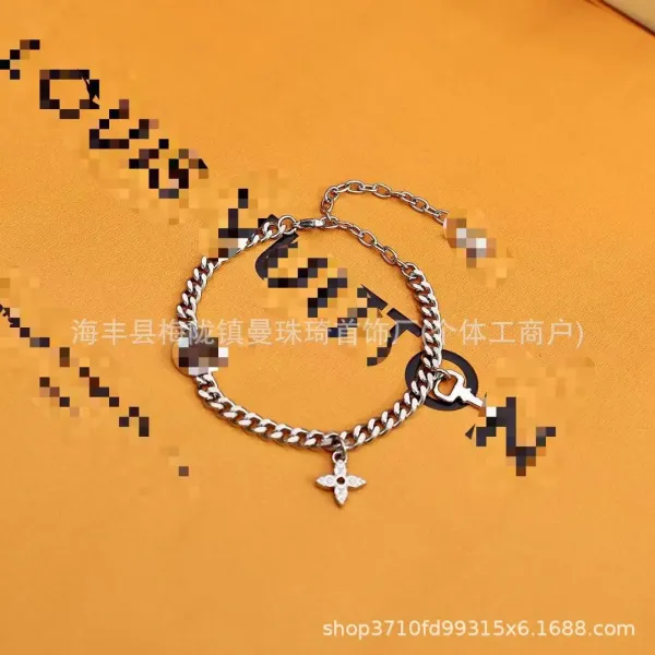 Silver Curb Chain Bracelet with Crystal Accents Bracelets - 16