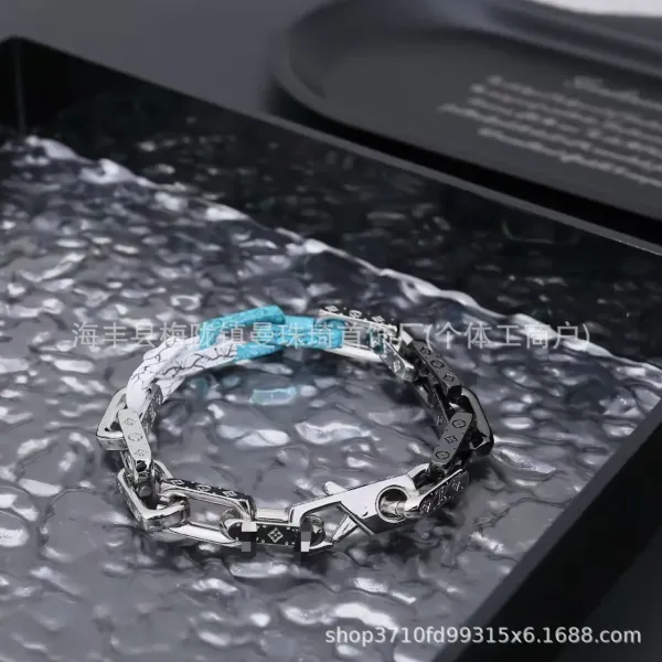 Silver Curb Chain Bracelet with Crystal Accents Bracelets - 22