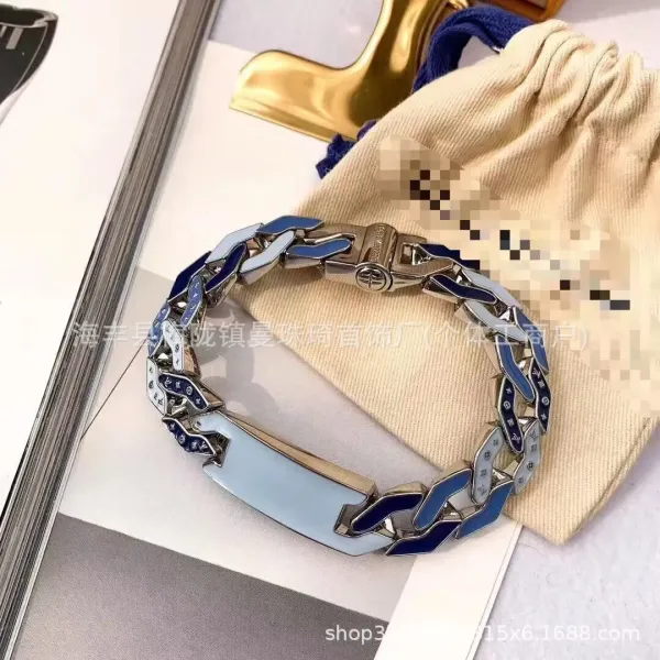 Silver Curb Chain Bracelet with Crystal Accents Bracelets - 6