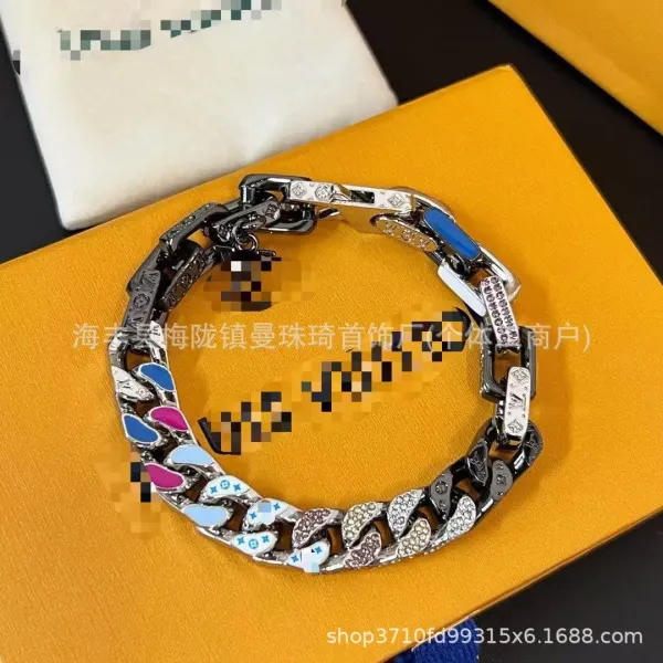 Silver Curb Chain Bracelet with Crystal Accents Bracelets - 10