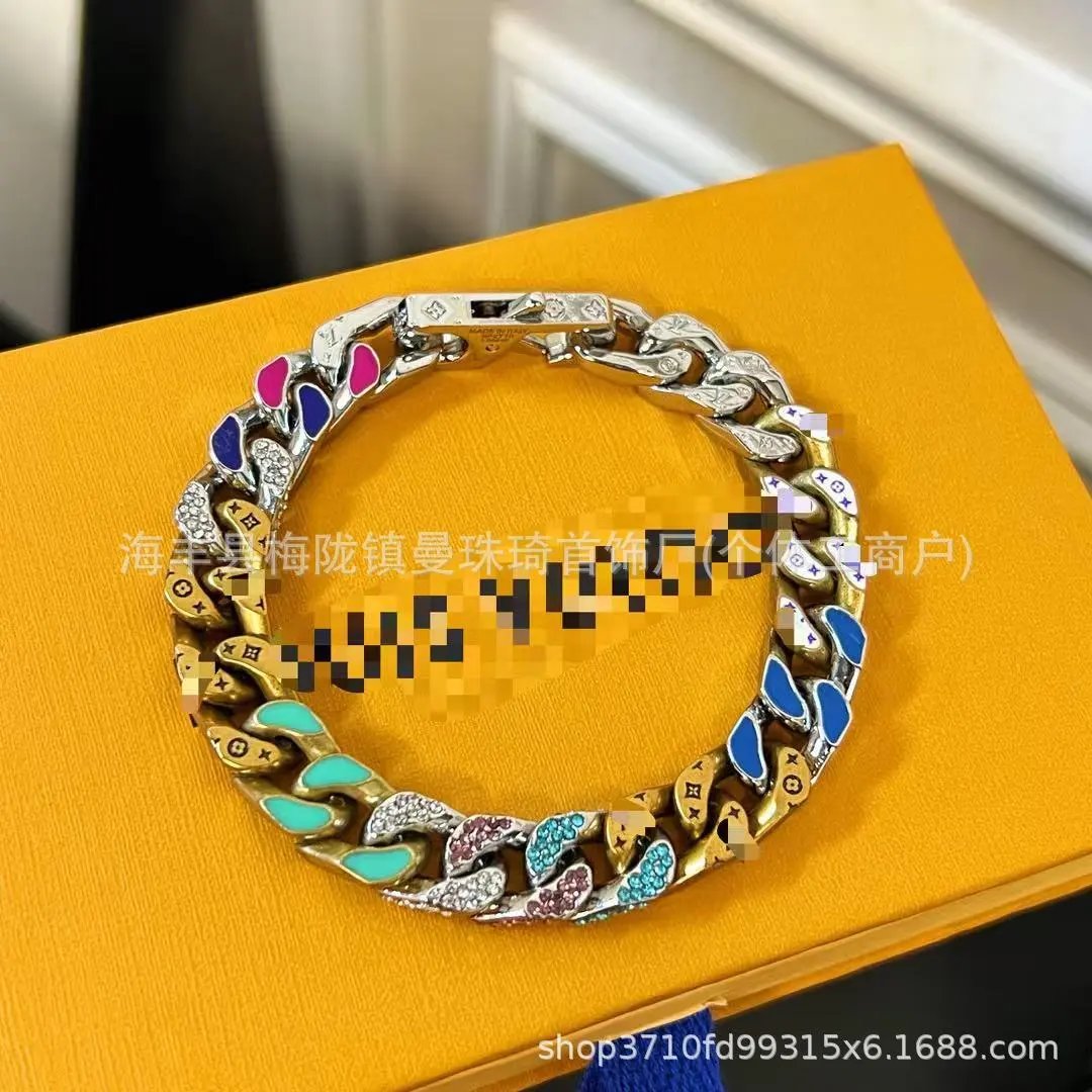 Silver Curb Chain Bracelet with Crystal Accents Bracelets - 23