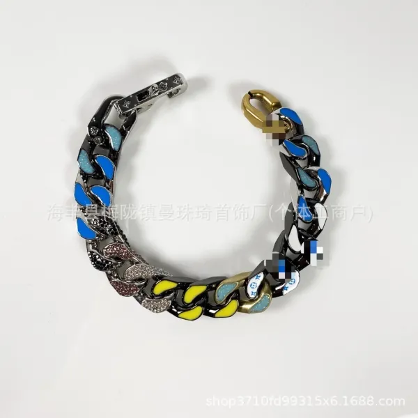 Silver Curb Chain Bracelet with Crystal Accents Bracelets - 46