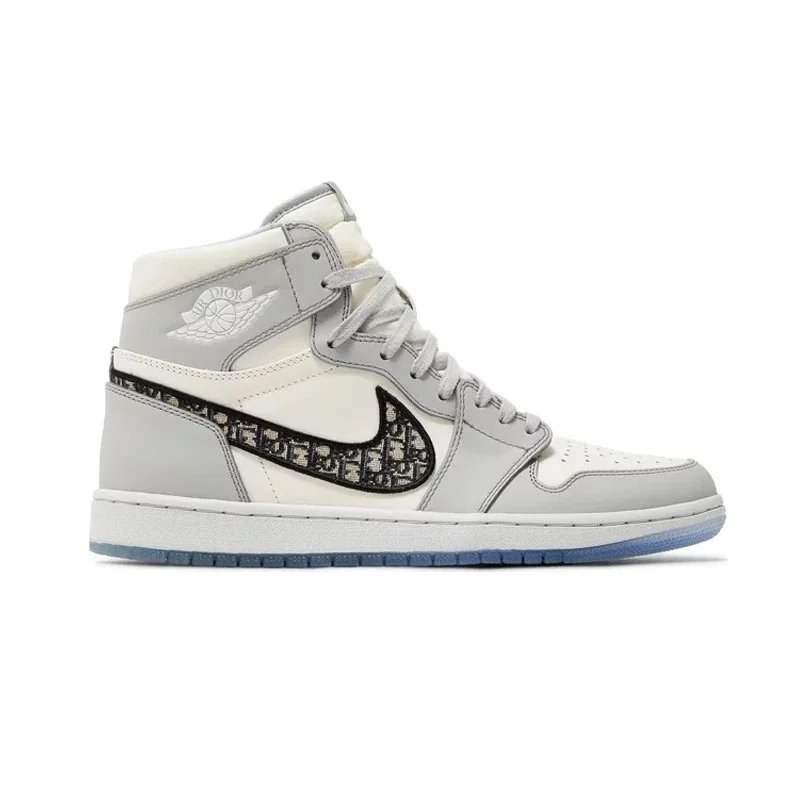 Dior x Nike Air Jordan 1 Low 'Dior Oblique' Gray Sneakers - 2