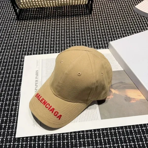 Balenciaga Logo Embroidered Beige Baseball Cap - 1