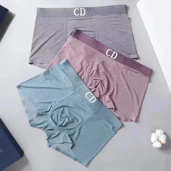 Dior CD Logo Boxer Briefs in Gray, Mauve, and Teal Underwear - 1
