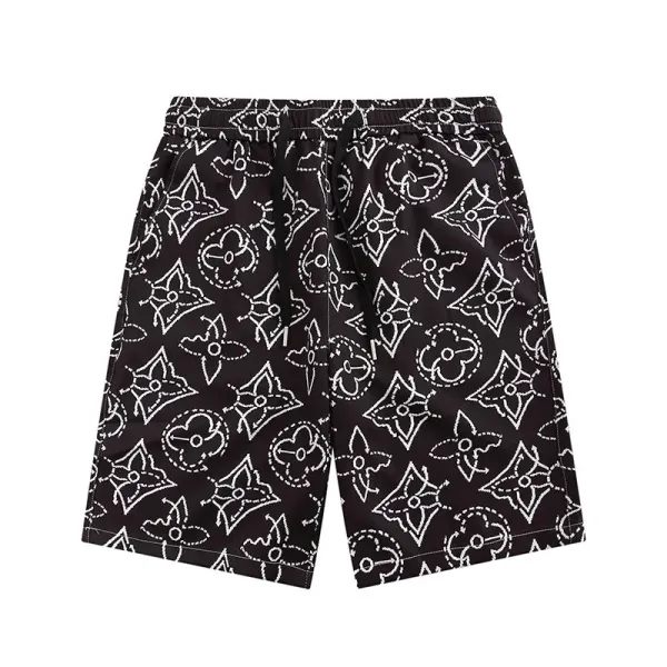 Louis Vuitton Monogram Print Drawstring Shorts Black - 1