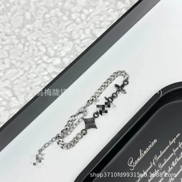 Silver Curb Chain Bracelet with Crystal Accents Bracelets - 50