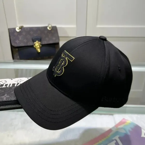Burberry Monogram-Embroidered Black Baseball Cap - 1