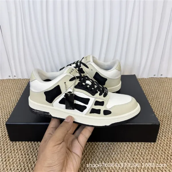 AMI Paris Bone Skeleton Sneakers Beige Black White Casual Sneakers - 1
