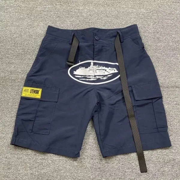 Corteiz LiteWorn Cargo Shorts Navy - 1