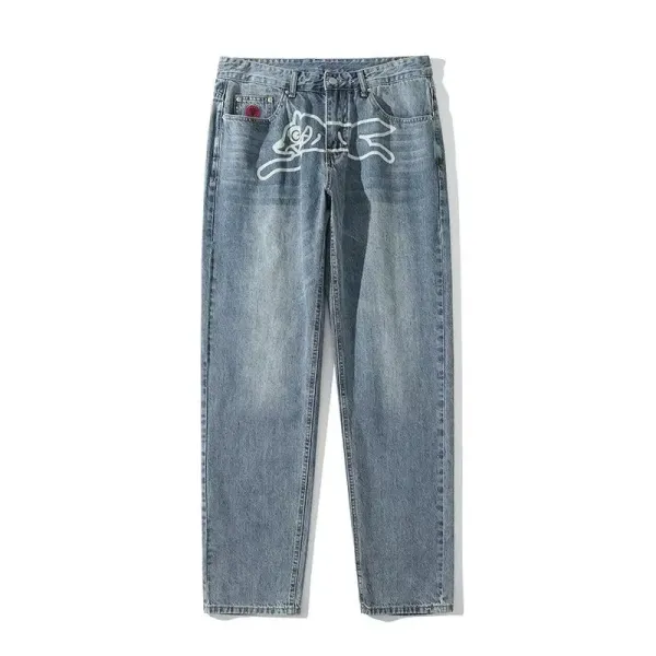 A Bathing Ape x Gallery Dept. Cat Logo Washed Blue Jeans - 1