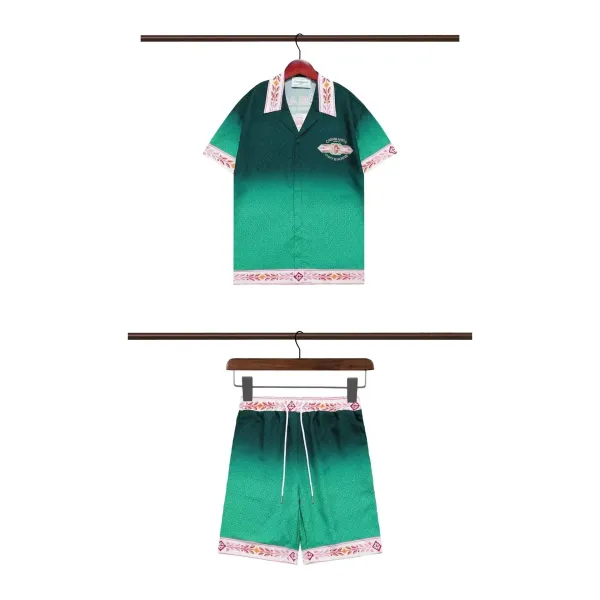 Casablanca Unity & Power Gradient Green Resort Shirt and Shorts Set - 1
