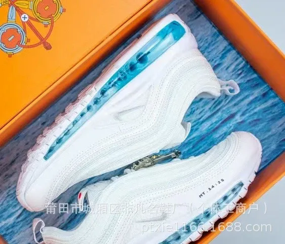 Nike Air Max 97 White Blue Transparent Sneakers - 1