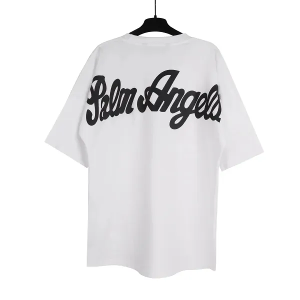 Palm Angels Script Logo Oversized White T-Shirt - 1