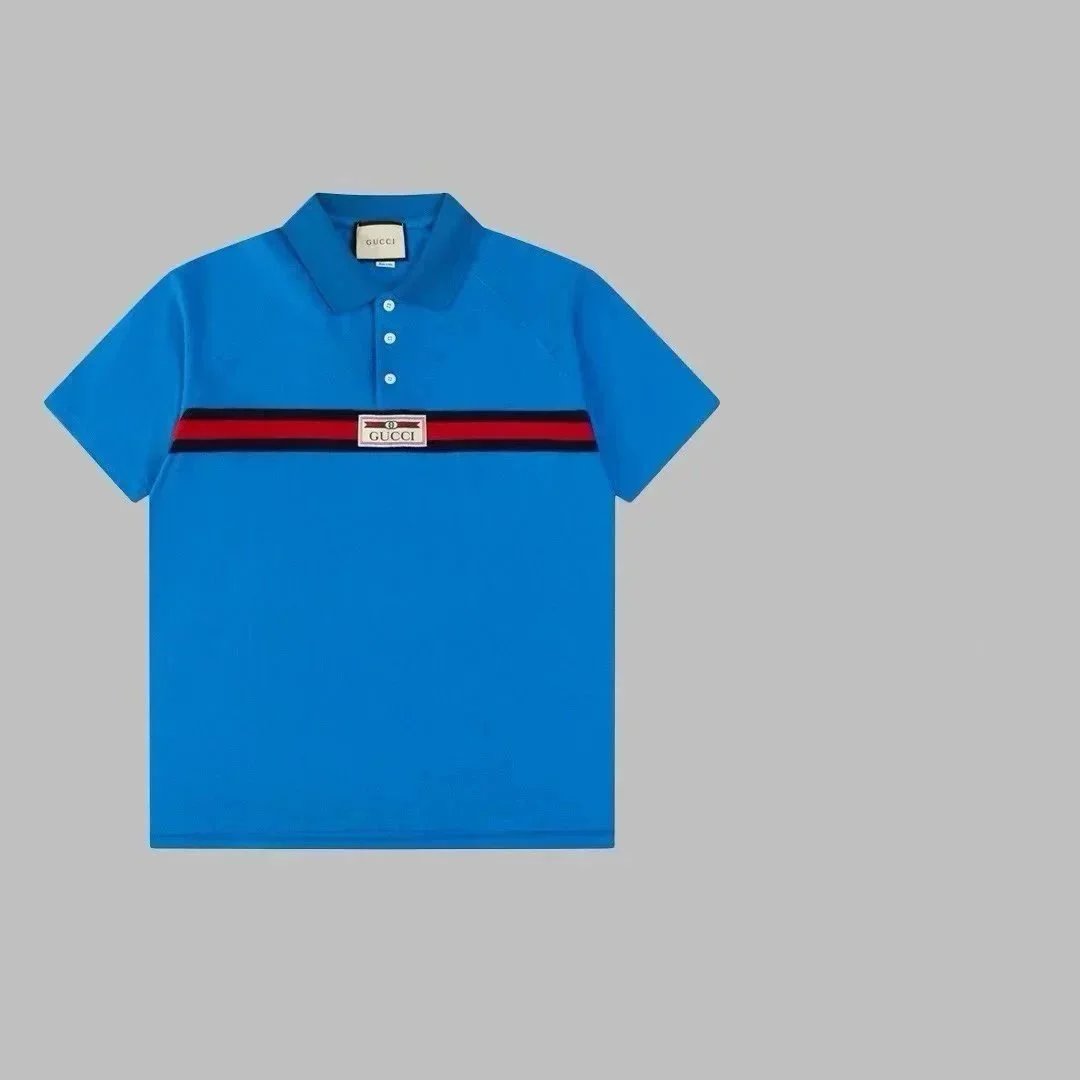 Gucci Web Stripe Polo Shirt Blue - 1