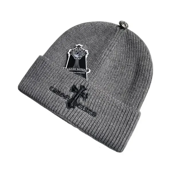 Chrome Hearts x Comme des Garçons Cross Embroidered Beanie Gray - 1
