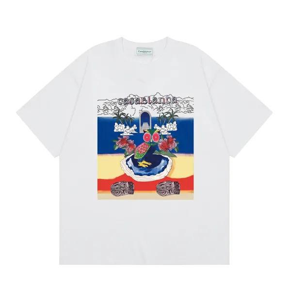 Casa Blanca Tropical Owl Graphic White T-Shirt - 1