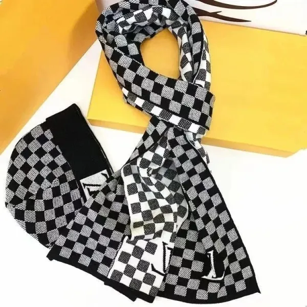 Louis Vuitton Damier Graphite Scarf Black and White Checkered Scarf - 1