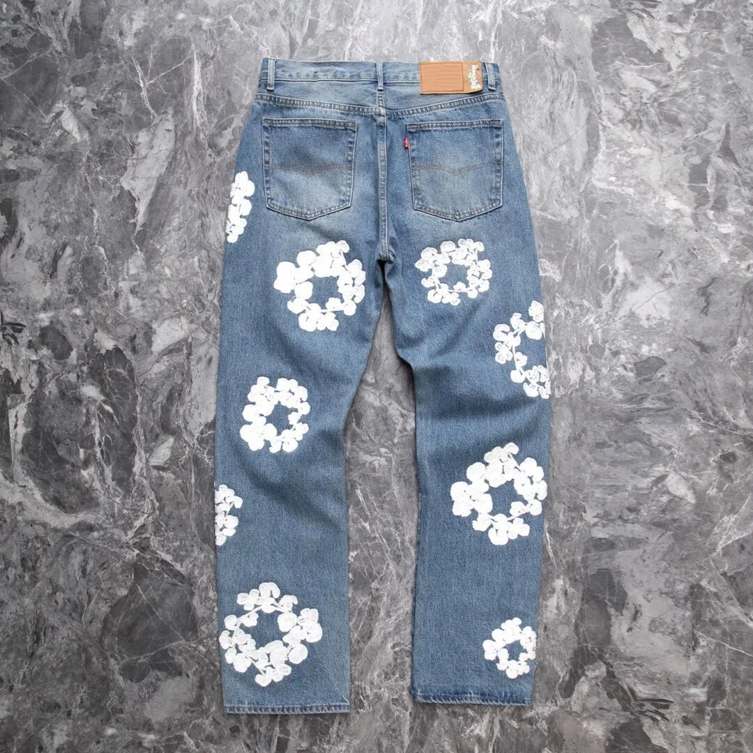 Gallery Dept. Floral Embroidered Straight-Leg Jeans Blue - 7