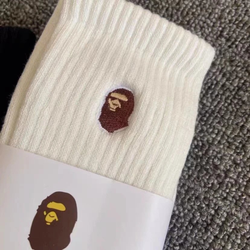 A Bathing Ape Classic Logo Embroidered Black Socks - 4
